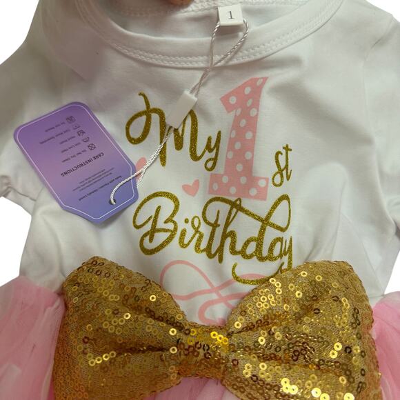 NWT My 1st Birthday dress for bday party 12 months old pretty feminine festive - Picture 5 of 9